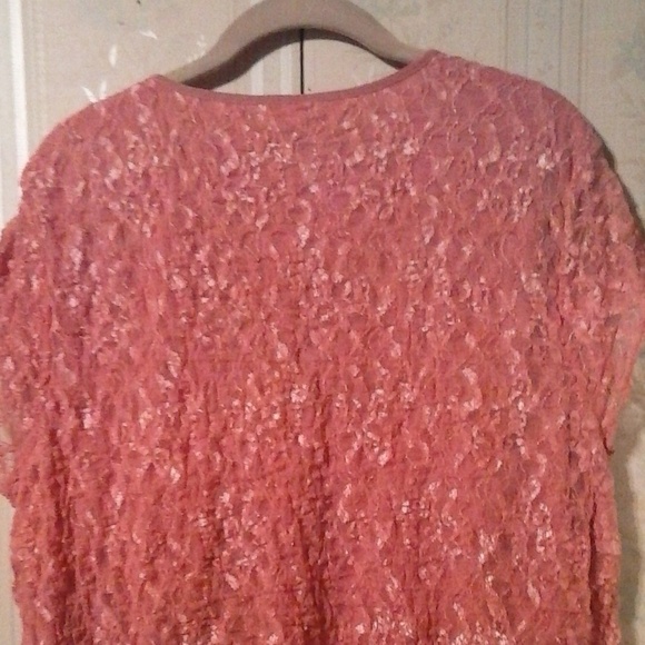 MERONA PINK LACE LINED SHORT SLEEVE V NECK BLOUSE - Picture 4 of 4